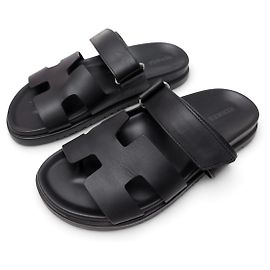 Hermès HERMES CHYPRE VV222000ZH BLACK LEATHER 37 SANDALS MULES BLACK SHOES Black