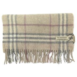 NEW BURBERRY CLASSIC CHECK SCARF TARTAN PATTERN CASHMERE AND WOOL SCARF Beige