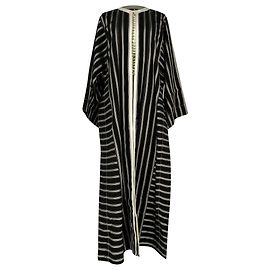 Etro Majorelle Striped Coat in Black Viscose Black