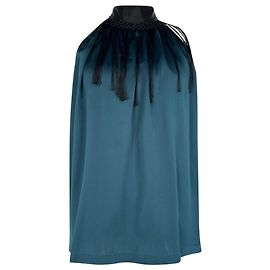 Dries Van Noten Halter Neck Top in Blue Silk Blue