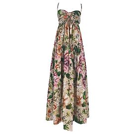 Dolce & Gabbana Robe maxi en popeline à imprimé floral Dolce and Gabbana en coton multicolore Multicolore