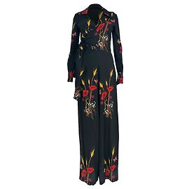Valentino Garavani Tuta Valentino con stampa floreale in seta nera Nero