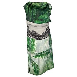 Dries Van Noten Palm Print Midi Dress in Multicolor Silk Multiple colors