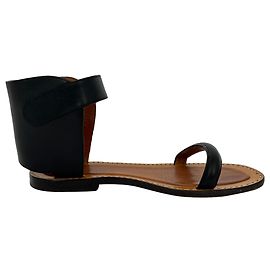 Céline  Celine "Bam Bam" Flat Sandals in Black Leather Black