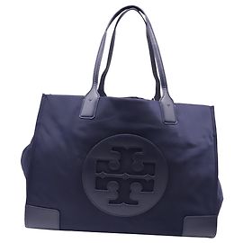 Tory Burch Ella Tote Bag in Navy Blue Polyester Blue Navy blue