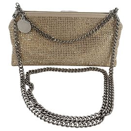 Stella Mc Cartney Clutch de malha com cristais Soft da Stella McCartney em lantejoulas marfim Branco Cru