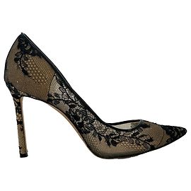 Jimmy Choo Love 100 Lace Pumps in Black Silk Black