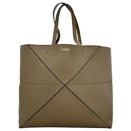 Bolso tote Loewe Medium Puzzle Fold Horizontal en piel marrón Castaño