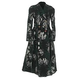 Erdem Baxter Double-Breasted Metallic Jacquard Maxi Dress in Black Polyester Black