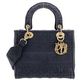 Bolso Lady D-Lite de lona Christian Dior Azul