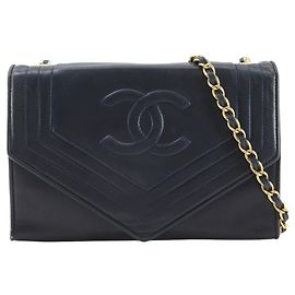 Chanel Vintage CC Envelope Chain Flap Lambskin Small Azul marinho