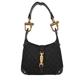 Gucci Piston Lock Jackie Hobo GG Canvas Mini Negro