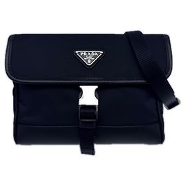 Prada Saffiano Leder Handy-Schultertasche Marineblau