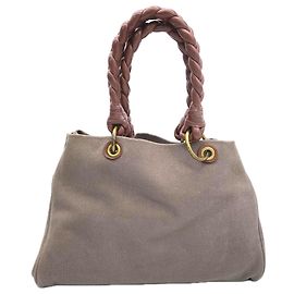 Saco Tote em lona Bottega Veneta Marrom