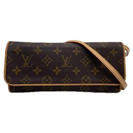 Louis Vuitton Monogram Pochette Twin GM Schultertasche Braun Beige