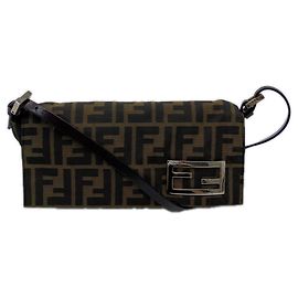 Mini bolsa de ombro Fendi Canvas Zucca Marrom