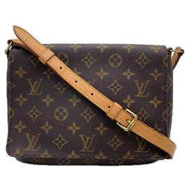 Borsa a tracolla corta Louis Vuitton Monogram Musette Tango Marrone Beige