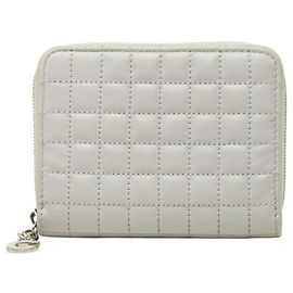 Céline Celine C-Charm Gray Leather Card Case Brown