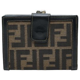 Carteira bi-fold Fendi padrão Zucca Marrom