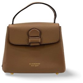 Burberry Camberley Top Handle Leather Small Castaño