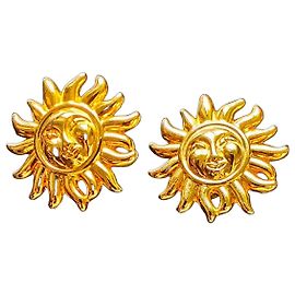 Pendientes de clip sol Versace dorados Dorado