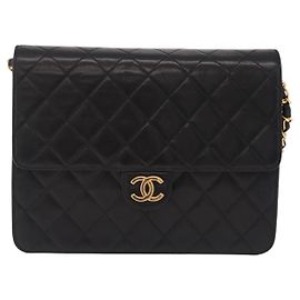 Chanel Vintage CC Square Flap Quilted Lambskin Medium Schwarz