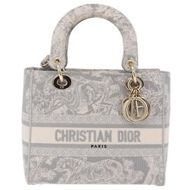 Christian Dior Lady Dior Canvas Ricamato Medium Marrone