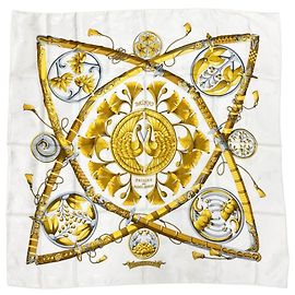 Hermès Hermes Carre 90 Silk Scarf White Multiple colors