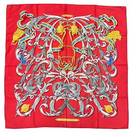 Hermès Foulard di seta HERMES LE MORS A LA CONETABLE Rosso