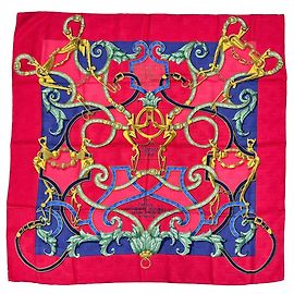 Hermès HERMES Carre 90 Lenço de seda - L'INSTRUCTION DU ROY Rosa Vermelho