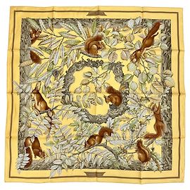 Hermès Hermes Casse Noisette Nutcracker Scarf Brown Yellow