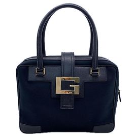 GUCCI G-logo Handtasche Schwarz und Marineblau Leder Canvas Schwarz Marineblau