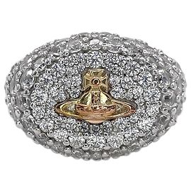 Anello Sigillo Vivienne Westwood Orb con Strass Argento D'oro