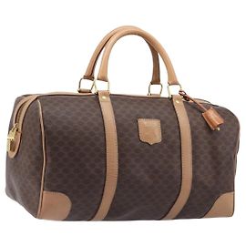Céline Celine Vintage Duffle Macadam Coated Canvas Medium Castaño