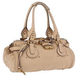 Chloé Chloe Paddington Lock Leather Small Beige