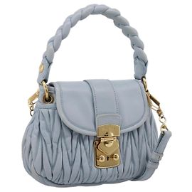 Miu Miu Coffer Hobo Matelasse Leather Large Blu