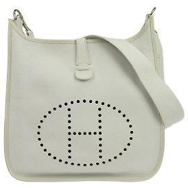 Hermès Bolsa Hermes Evelyne Gen I Clemence GM Branco
