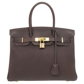 Hermès Bolsa Hermes Birkin 30 Togo em Chocolate Chocolate