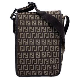 Borsa a tracolla Fendi Zucchino Marrone Beige