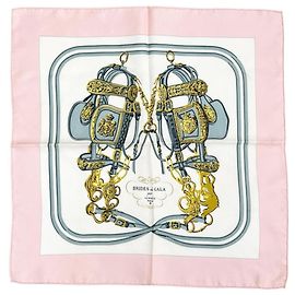 Hermès Pañuelo Hermes Petit Carré Rosa Blanco