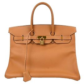 Hermès Hermes Birkin Brown Courchevel avec Gold Hardware 35 Doré