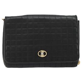 Céline Celine Flap Shoulder Leather Schwarz
