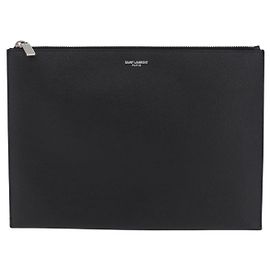 Autre Marque Clutch com zíper Saint Laurent Letters em couro Large Preto