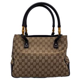 Bolso GUCCI Bamboo GG Canvas Castaño