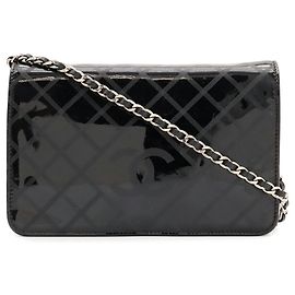 Chanel Coco Mark Pochette mit Karomuster Schwarz