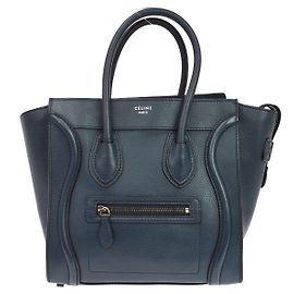 Céline Celine Luggage Grainy Leather Micro Bleu Marine