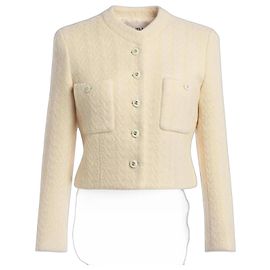 Chanel Tweed Kurzjacke Creme Roh