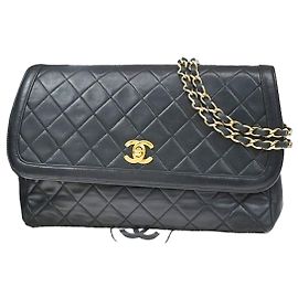 Chanel Chanel Matelassé Cuir Noir Black leather medium Nero