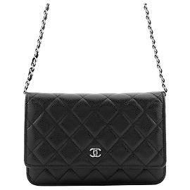 Portefeuille à chaîne Chanel Classic Matelassé Noir