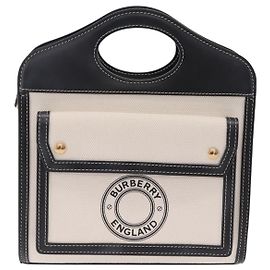 Burberry Logo Pocket Canvas with Leather Medium Branco